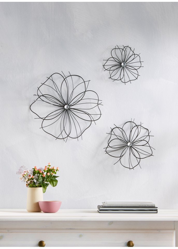 Wanddeko in Blumen-Form (3-tlg.Set)