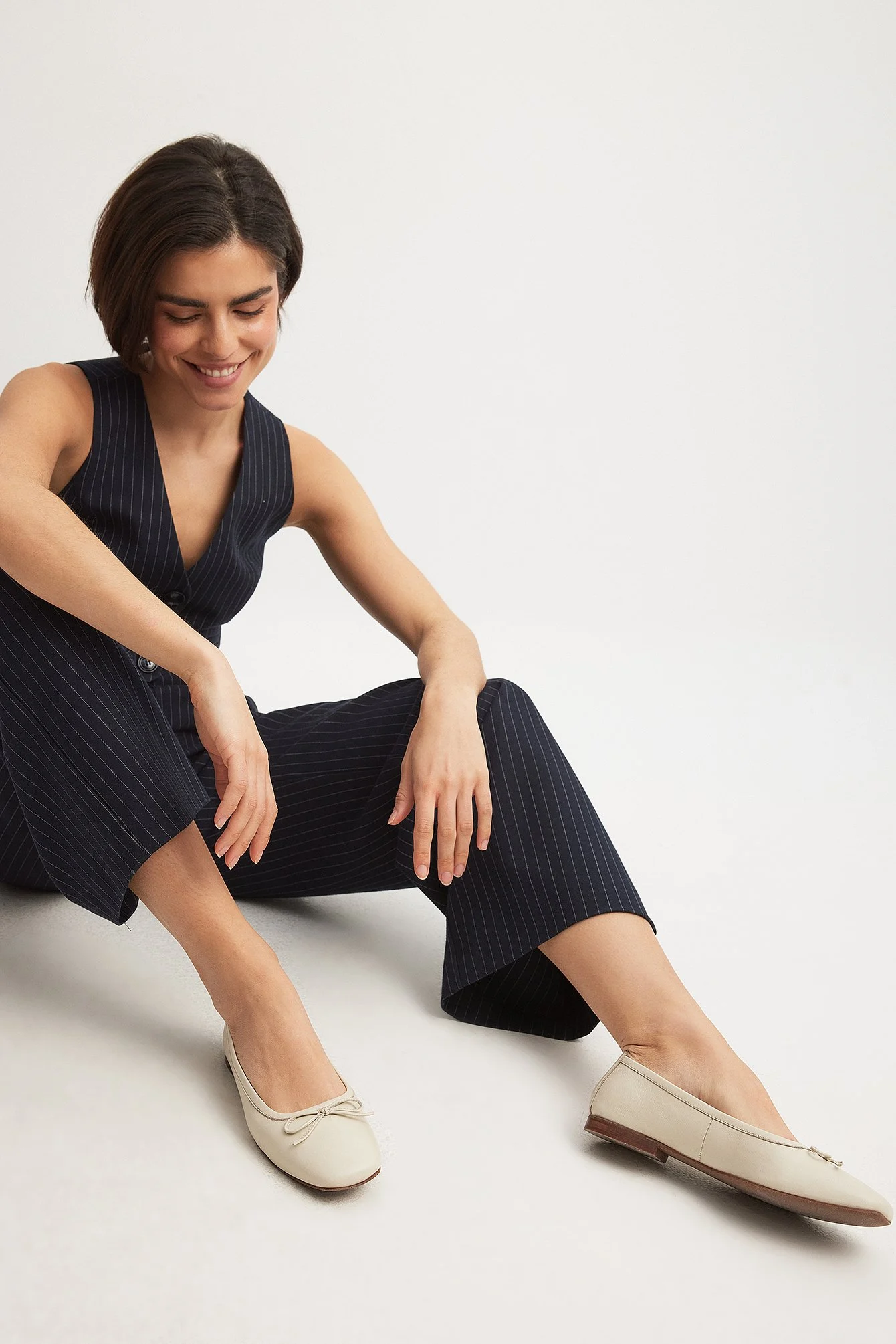 Ballerinas aus Leder mit eckiger Spitze