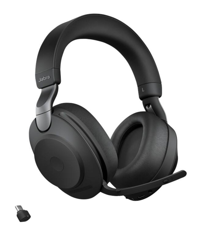 Jabra Evolve2 85 Kabelloses Stereo-Headset Over-the-Head Geräuschunterdrückung Bluetooth, 3,5-mm-Klinkenstecker, USB Typ-C mit Mikrofon Schwarz
