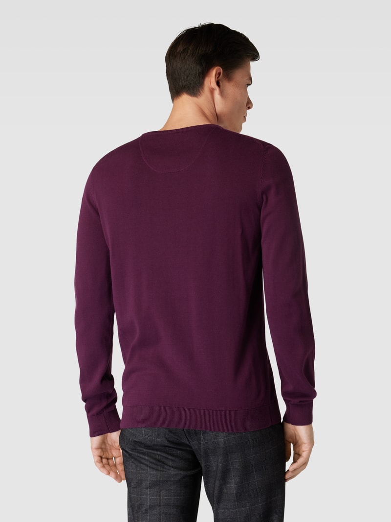 Strickpullover mit Label-Stitching Modell 'BASIC' in lila
