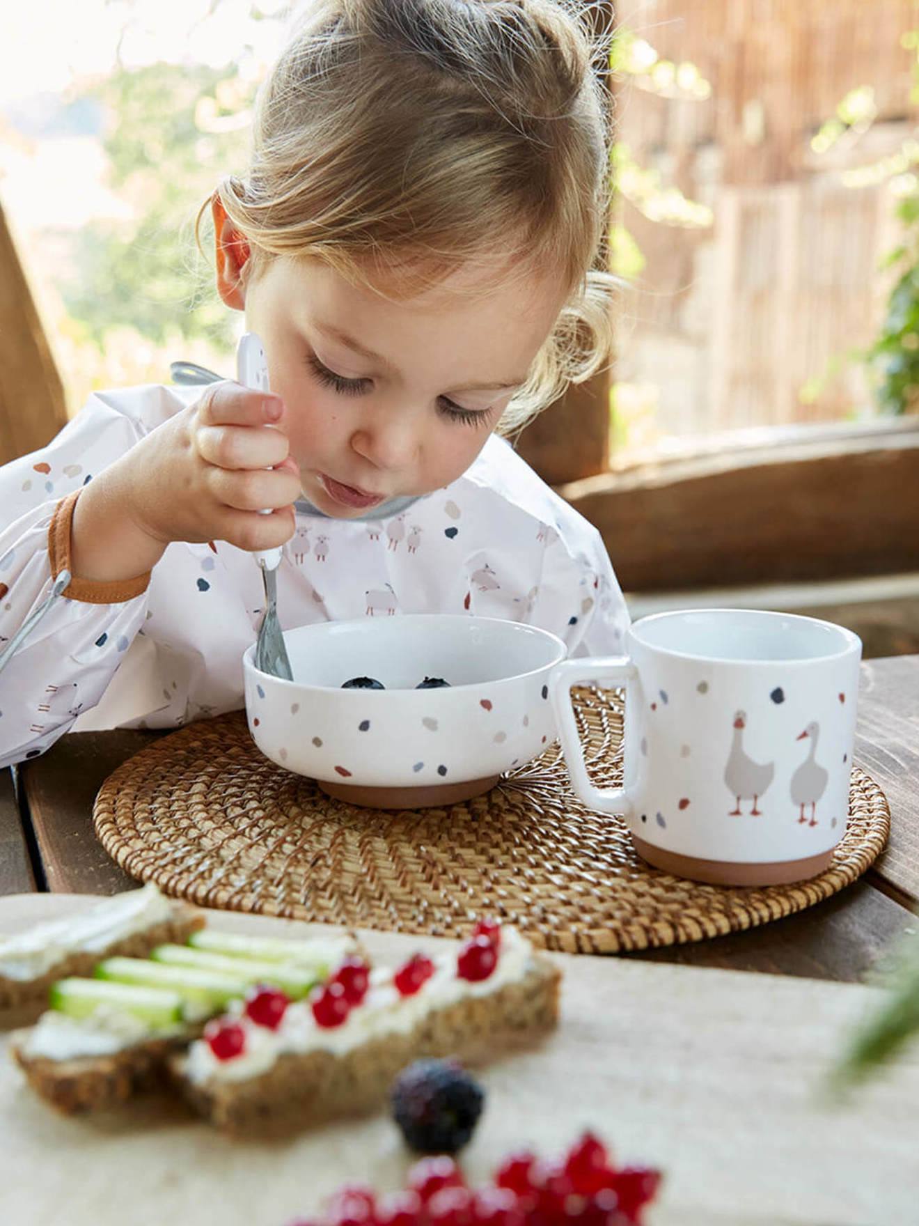 Lässig Kindergeschirr-Set TINY FARMER LÄSSIG - weiß gesprenkelt/kleine farm