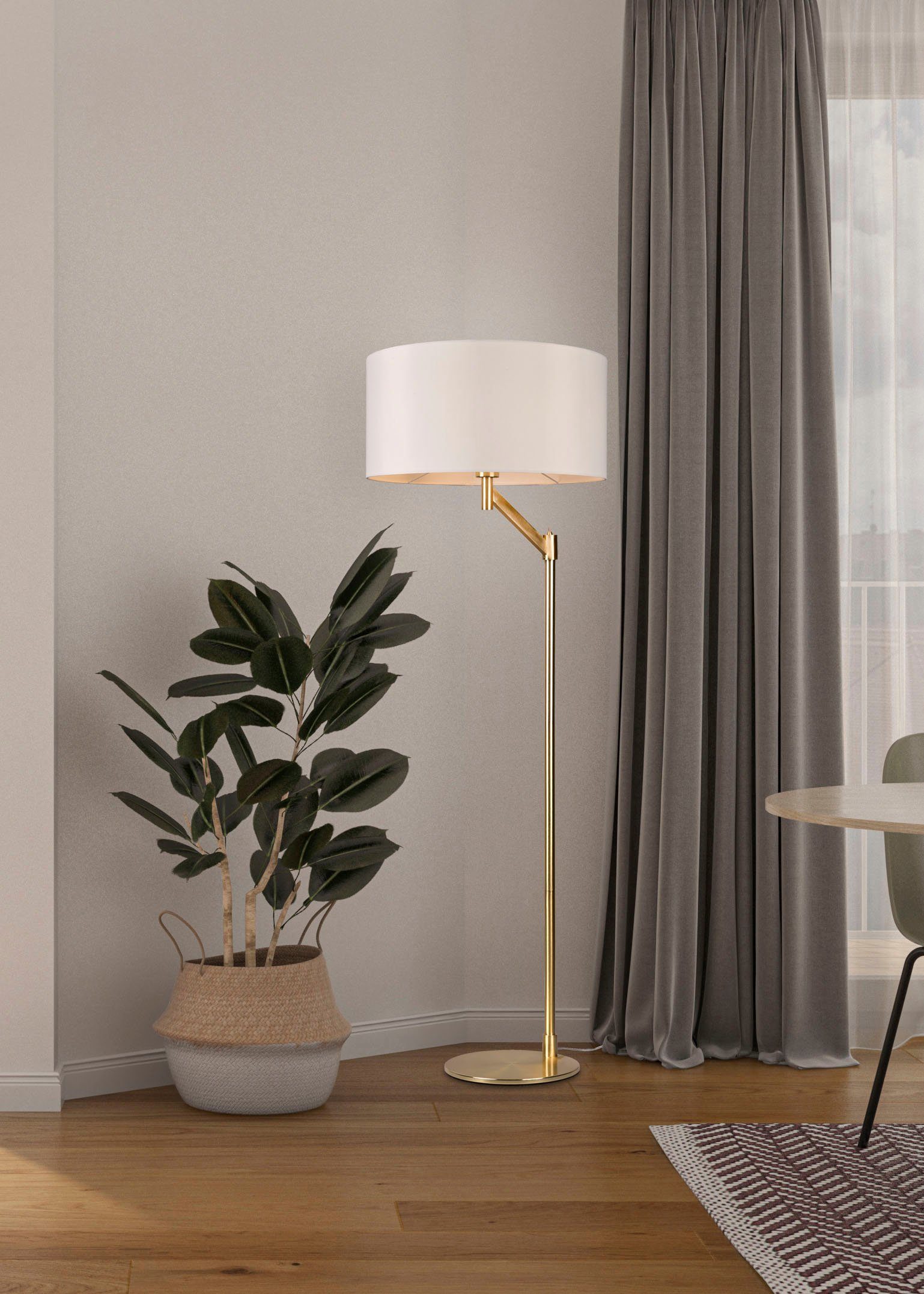 TRIO Leuchten Stehlampe Cassio, Ein-/Ausschalter, ohne Leuchtmittel, warmweiß - kaltweiß, Stehleuchte Wohnzimmer, exkl E27 Leuchtmittel wechselbar, Kippschalter