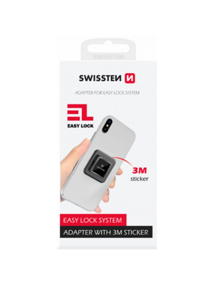 Swissten Easy Lock Adapter Starker 3M-Kleber für Smartphone-Befestigung in schwarz günstig kaufen 20 cm