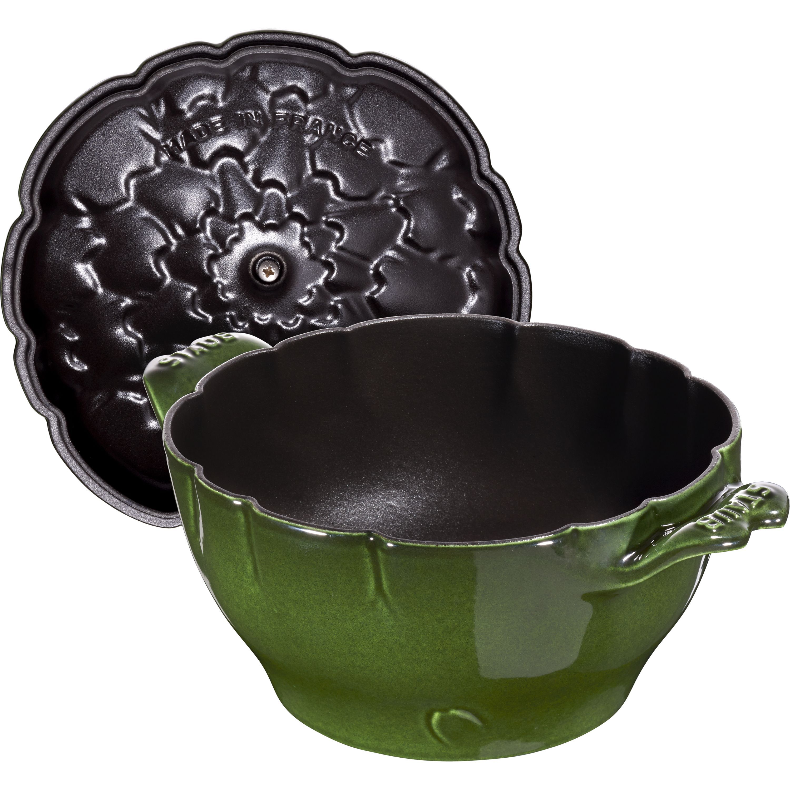 Cocotte 22 cm, Artischocke, Basilikum-Grün, Gusseisen