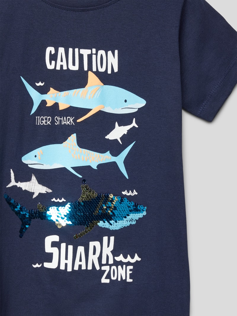 T-Shirt mit Motiv-Print in blau