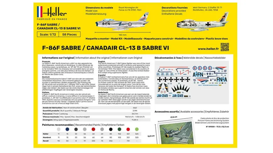 Heller 80277 F-86F SABRE / CANADAIR CL-13 B SABRE VI