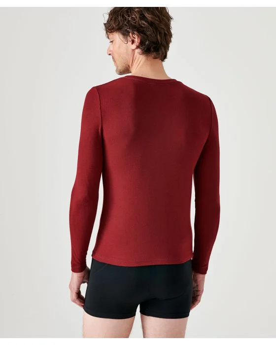 T-shirt col V fine côte Thermolactyl Sensitive, manches longues