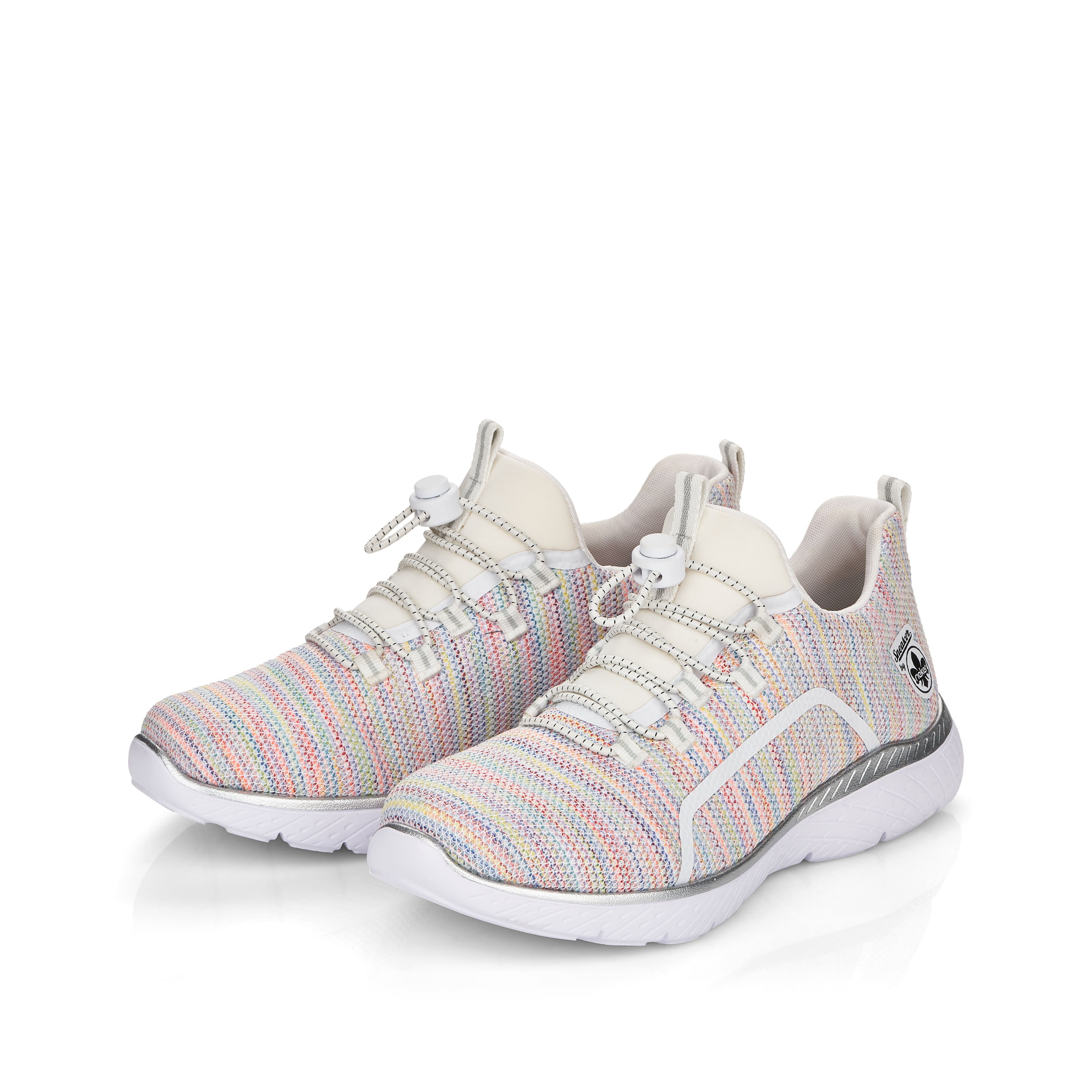 Rieker Damen Slipper weiß-regenbogenfarbig