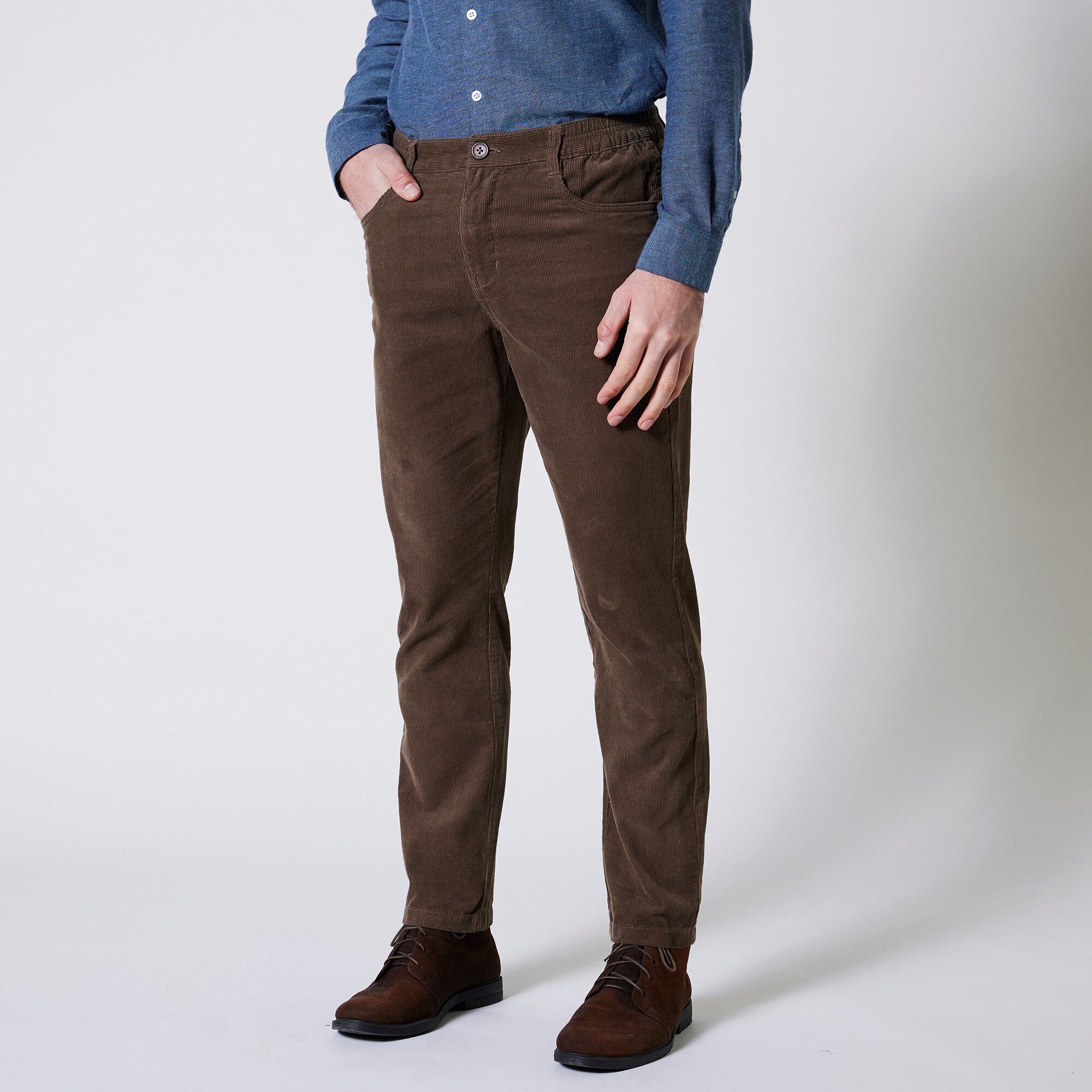 Pantalon droit 5 poches velours milleraies