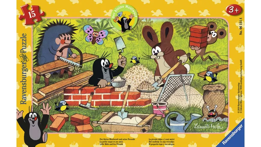 Ravensburger Puzzle - Der Maulwurf, Der kleine Maulwurf und seine Freunde, 15Teile