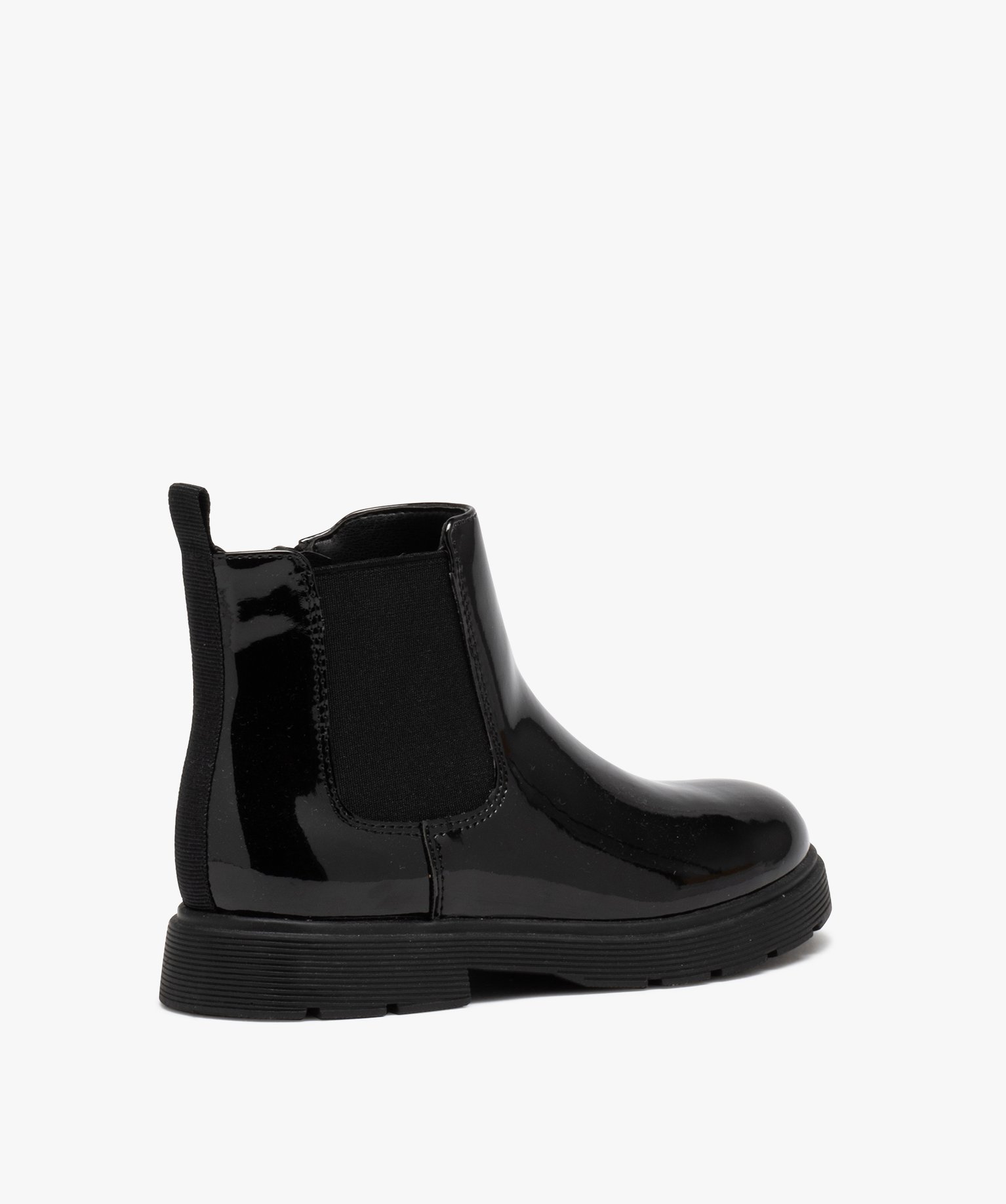 Boots fille unies dessus vernis à semelle crantée noir | GEMO