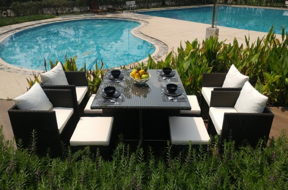Solax Sunshine Polyrattan-Sitzgruppe 22tlg. Gartenmöbel Rattan-Set