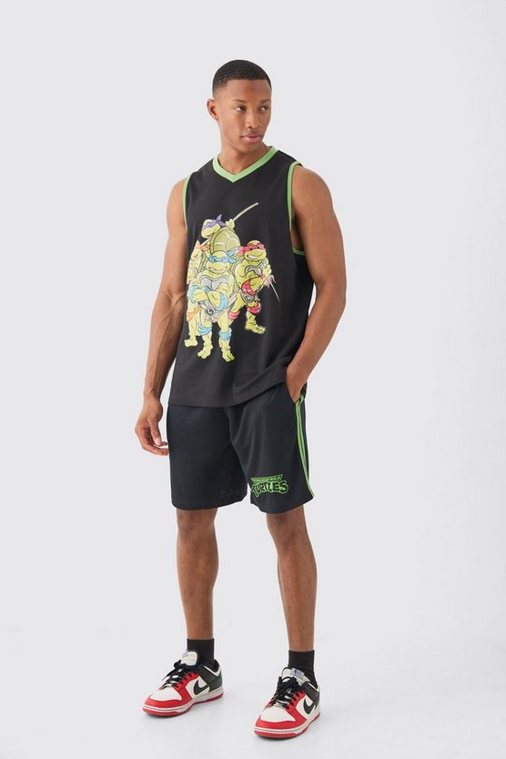 Oversize Tanktop mit lizenziertem Ninja Turtles Print und Mesh Shorts