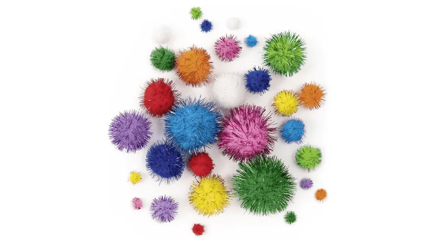 folia Pompons Sparkling Rainbow sortierte Grössen