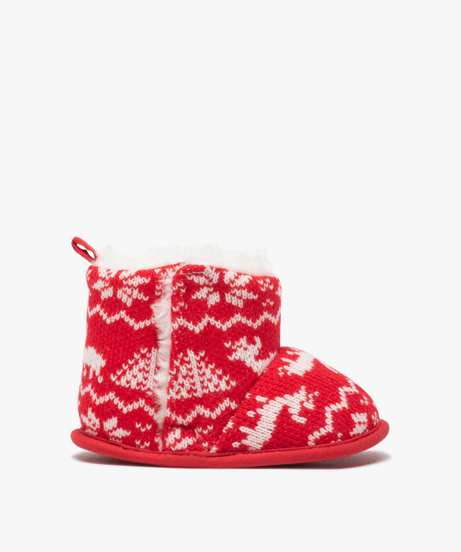Chaussons de naissance bébé boots de Nol rouge | GEMO