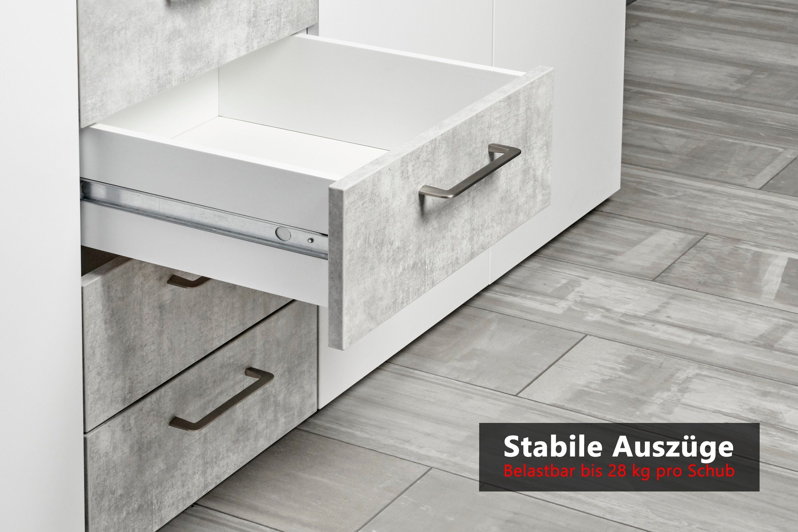 bümö Aktenregal smart Schubladen Regal - 4 Schübe, Dekor: Weiß/Silber
