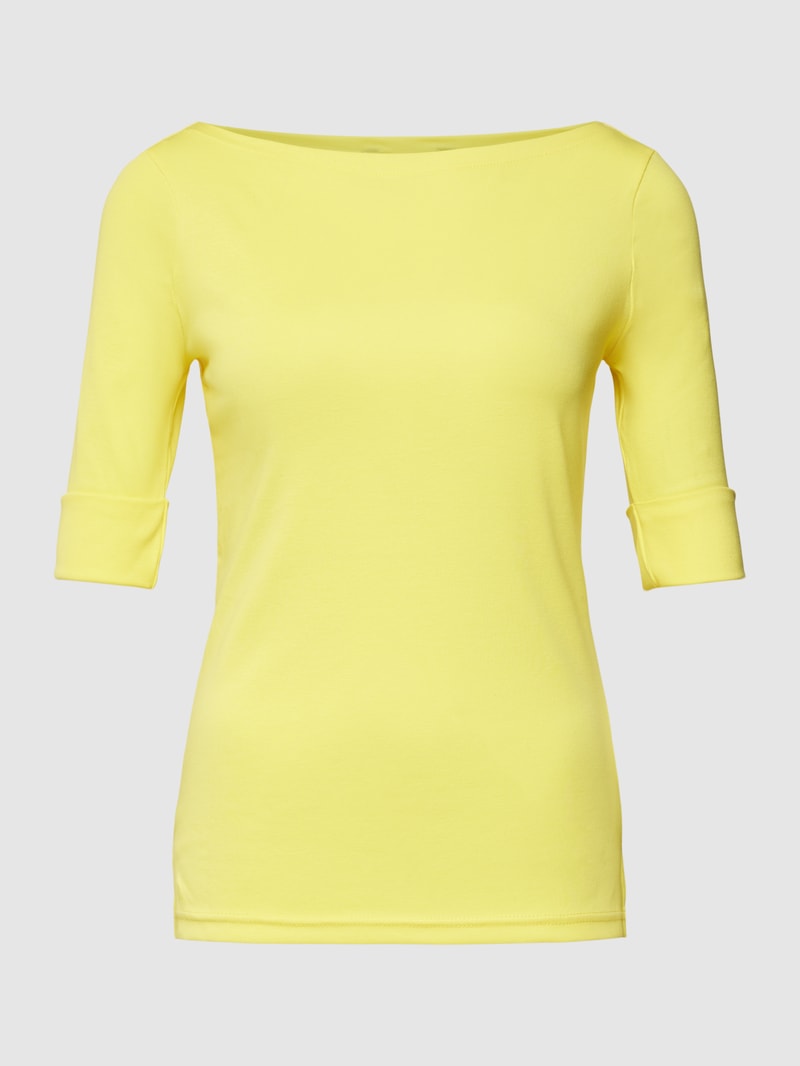 T-Shirt mit U-Boot-Ausschnitt in gelb