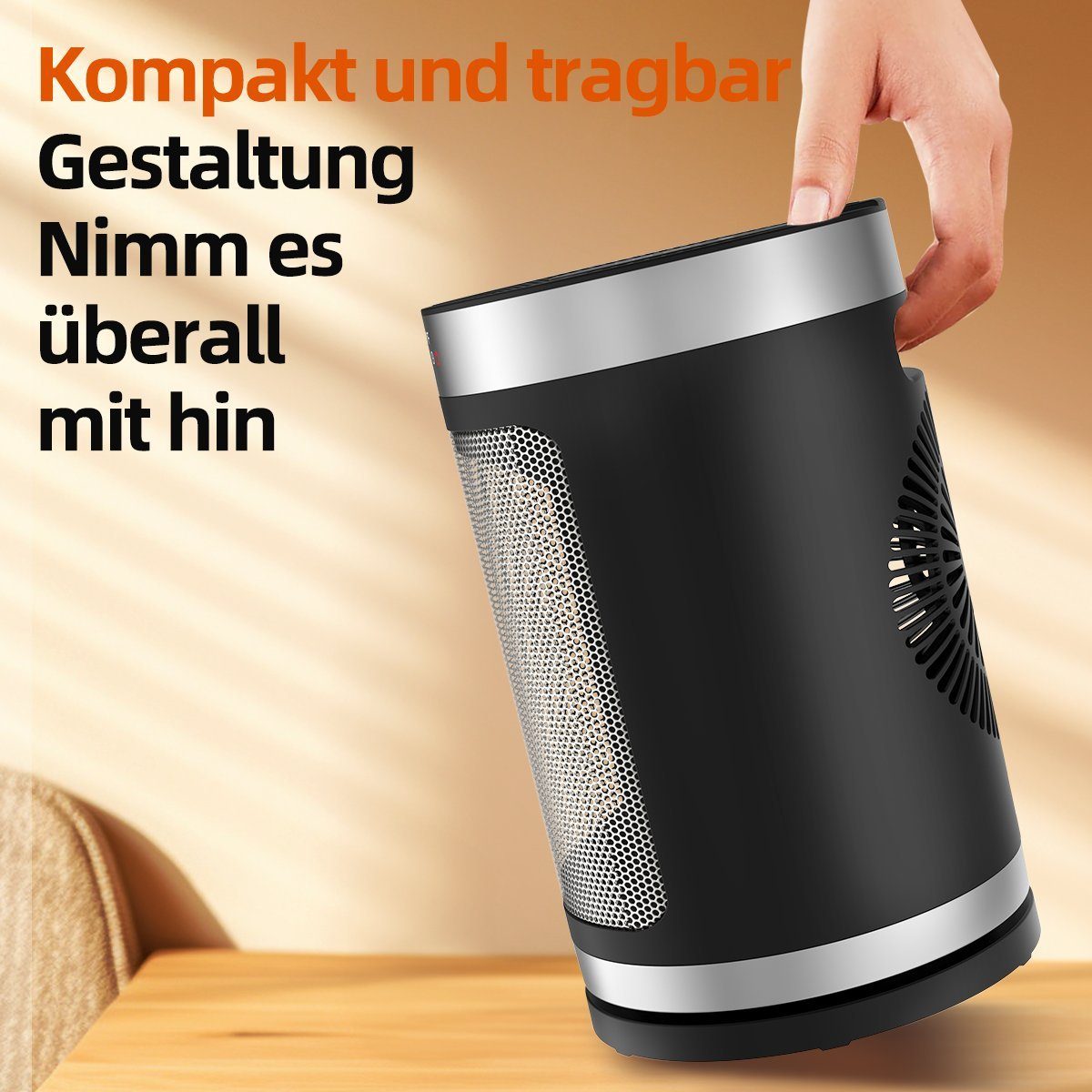 7Magic Heizlüfter Energiesparender Heizgerät 1500W Elektrischer PTC Keramik 4 Modus, 1500 W, mit Thermostat, 12 Std. Timer, 90° Oszillierend Elektroheizung