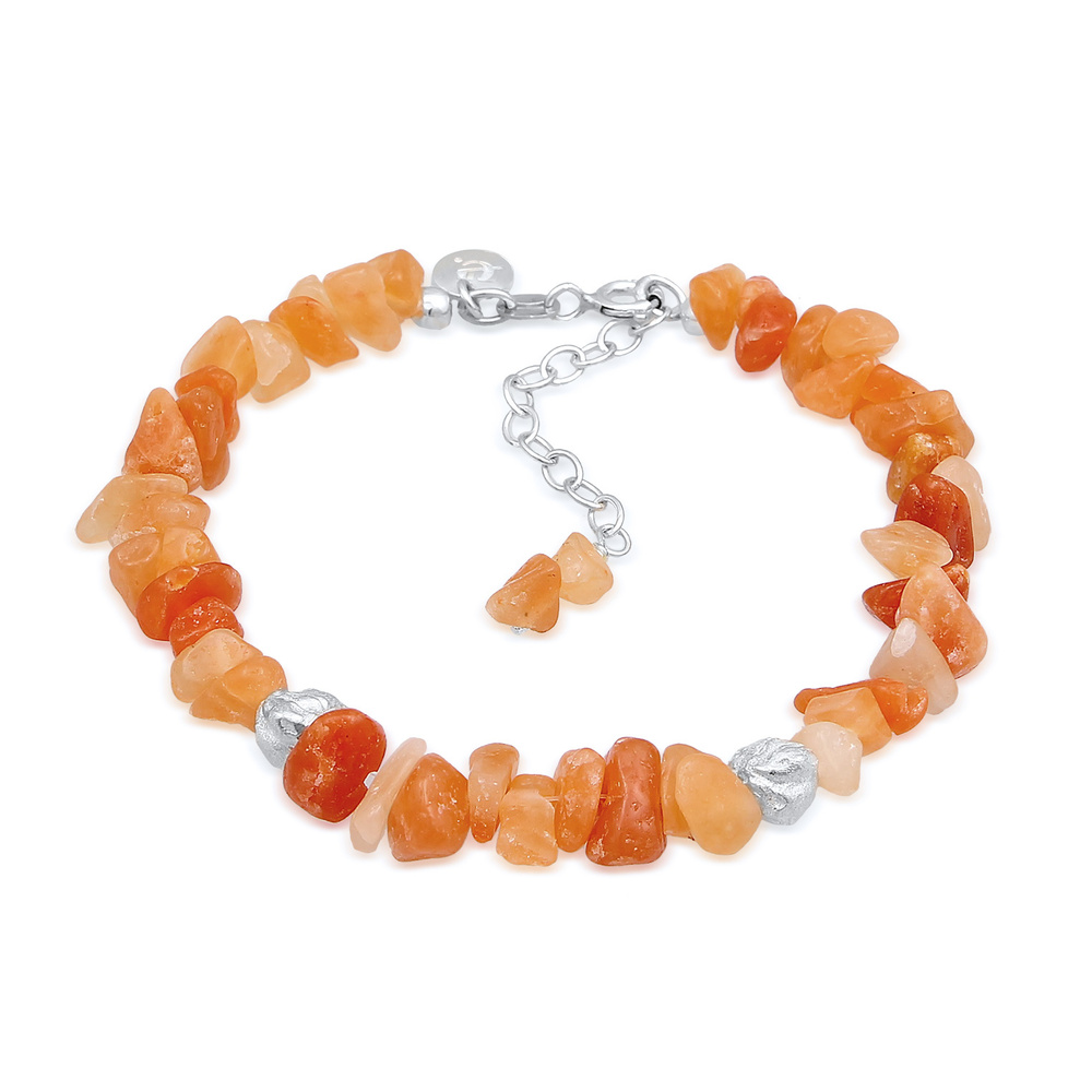 Elli PREMIUM Elli PREMIUM Bracelet Femmes Perles de Nature avec Aventurine Marron en argent st Bracelet