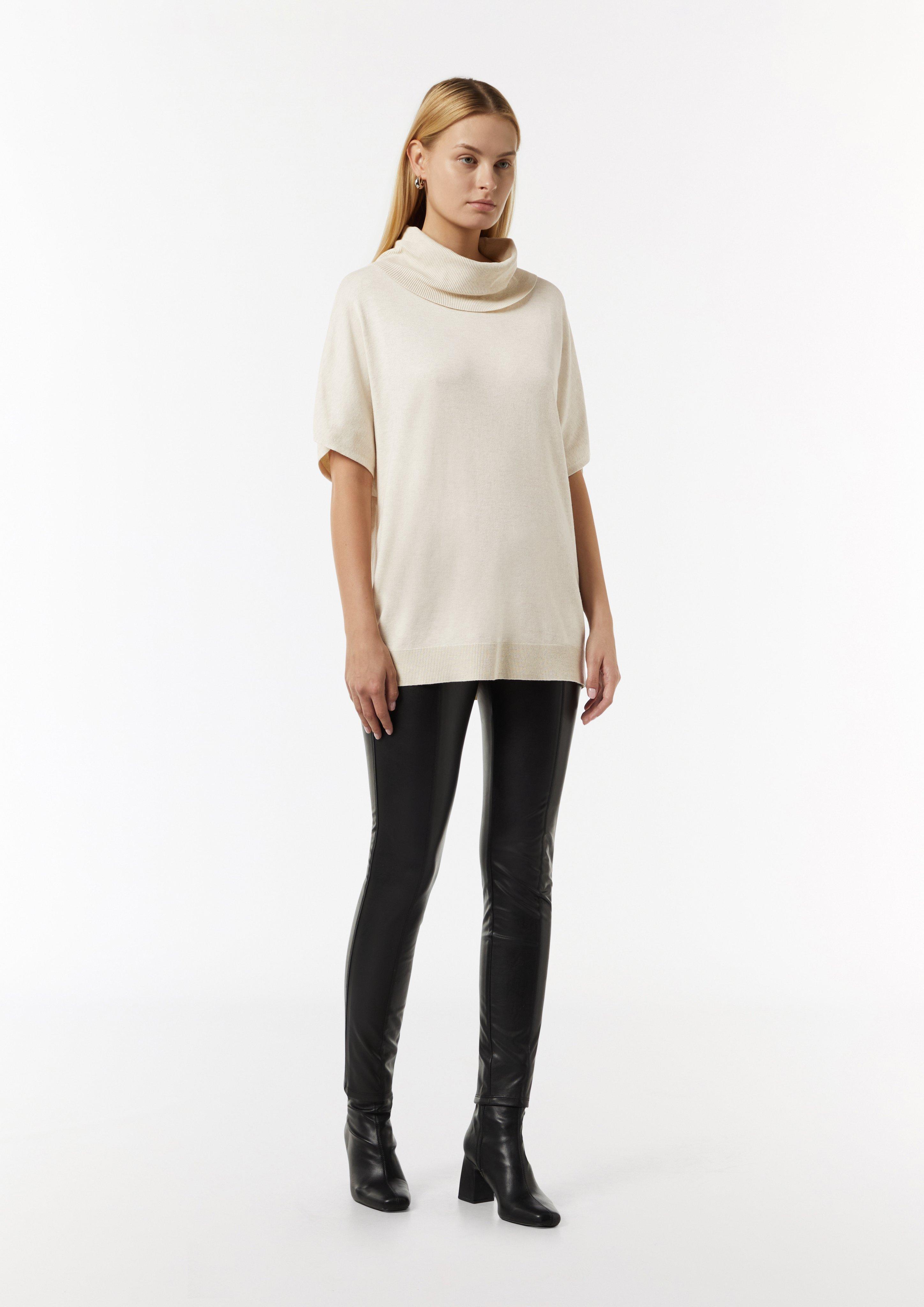 Fein melierter Poncho im Oversized Cut - helles beige