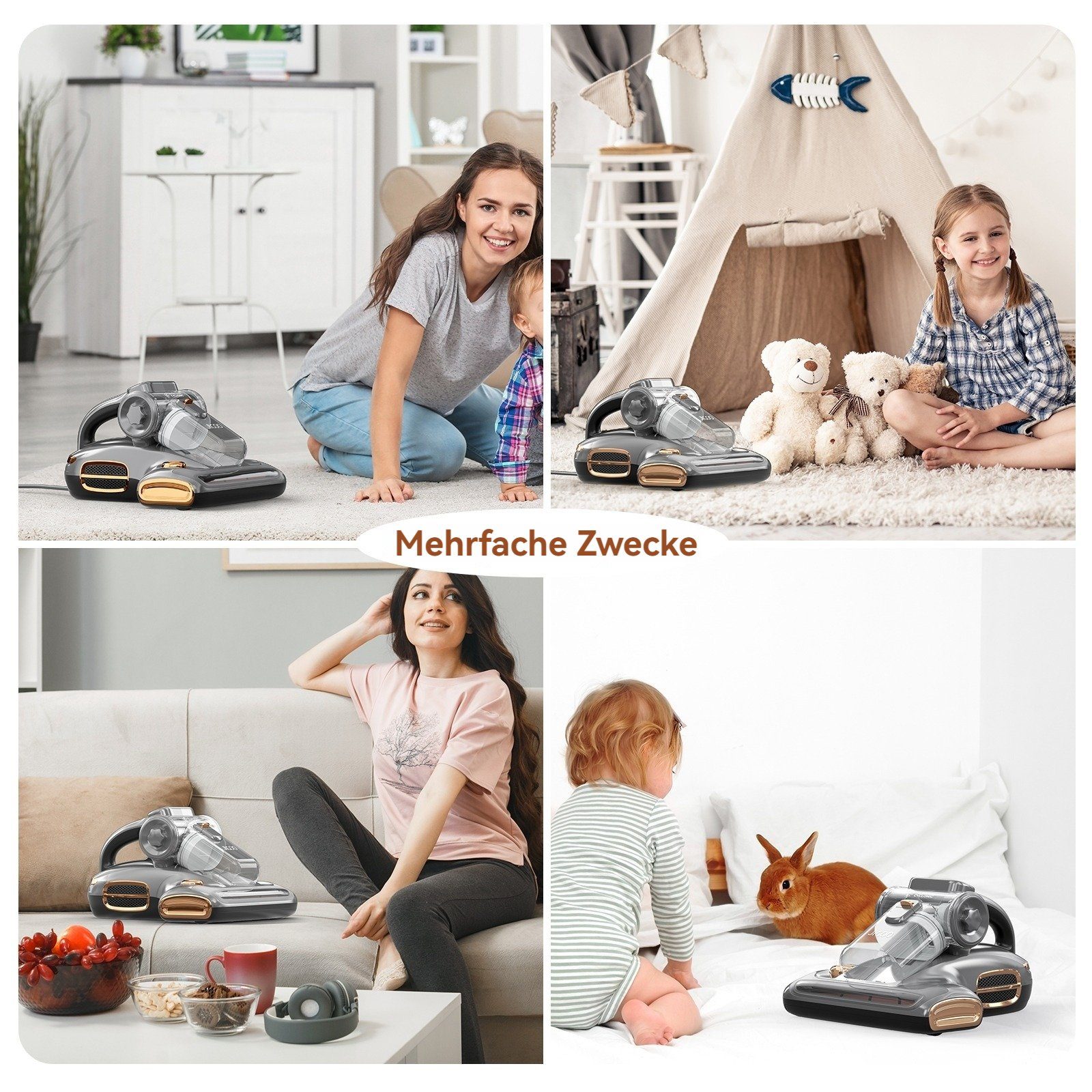 Jigoo Matratzenreinigungsgerät T600, 700,00 W, 60℃ 5s Schnellheizung Staubsammler, 72dB Leises Design ohne Lärm