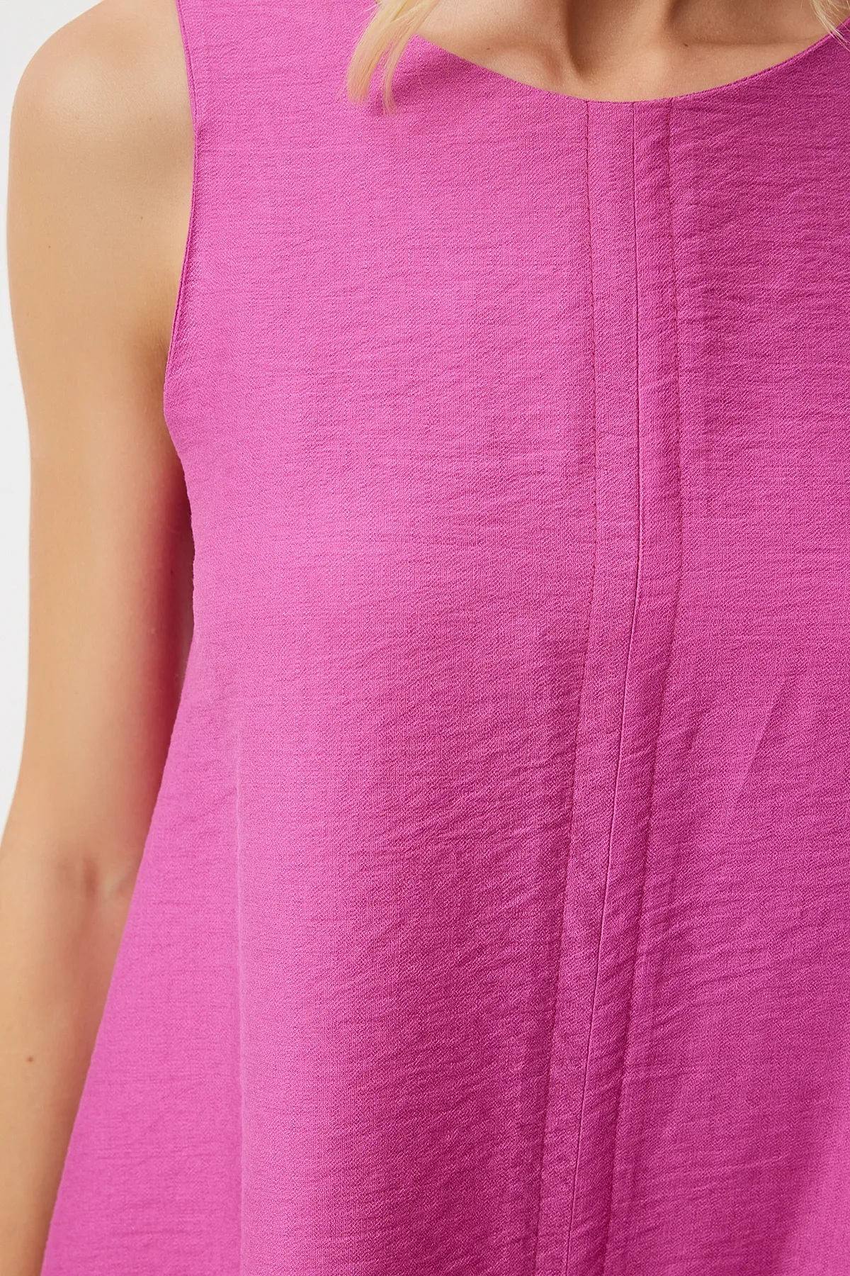 Happiness İstanbul  Dunkelrosa Sommer-gewebtes A-Linien-Kleid für Damen BF00067