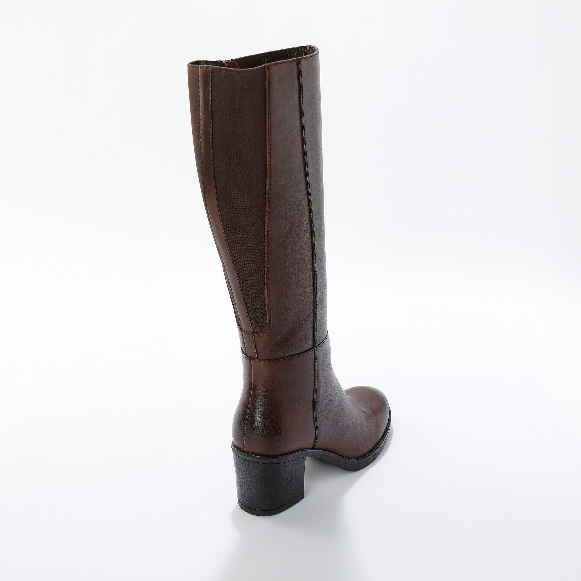 Bottes montantes à talons en cuir