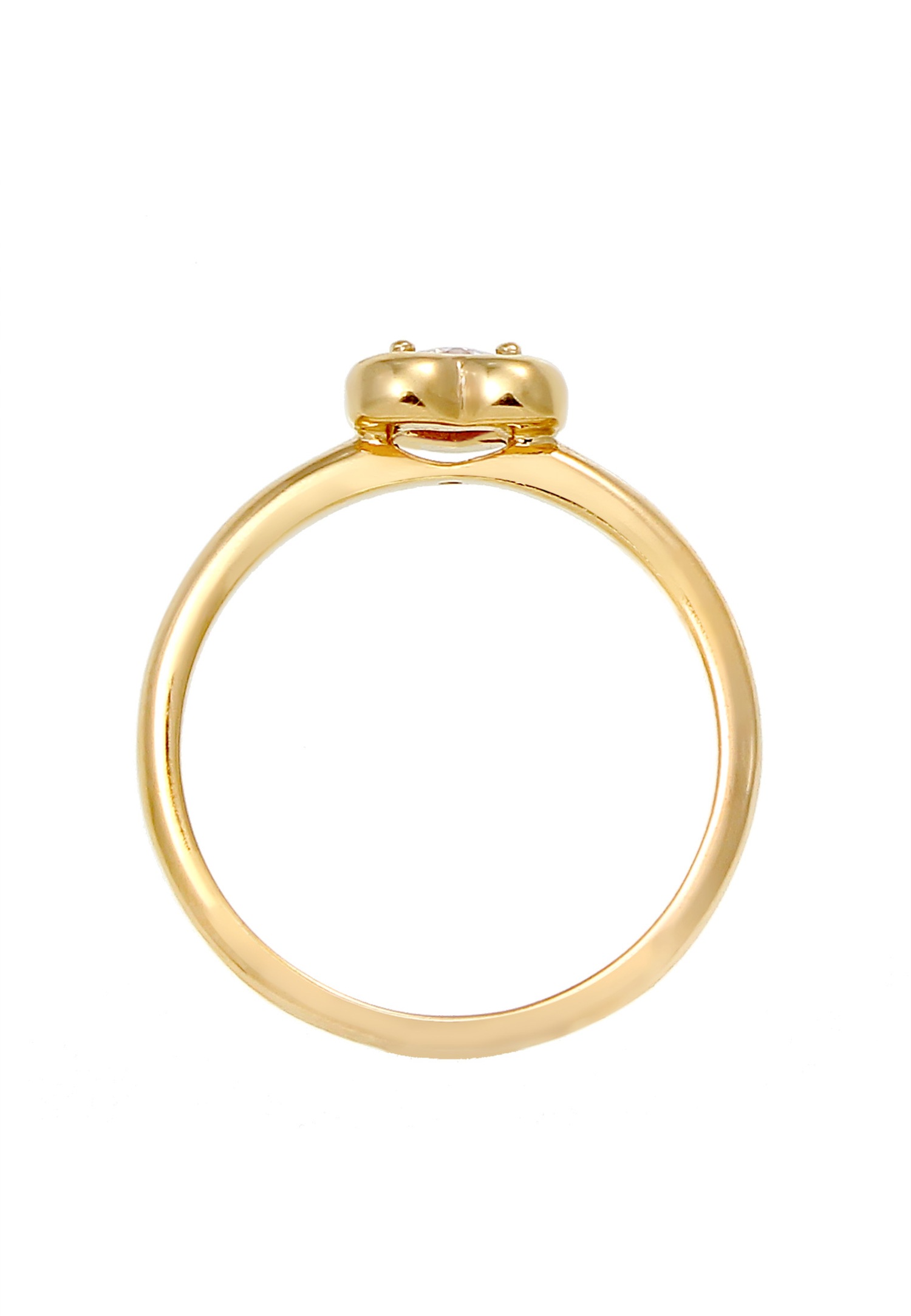 Anillo Elli Heart Love con cristales de circonita cúbica - (925/1000) Baño de oro y plata