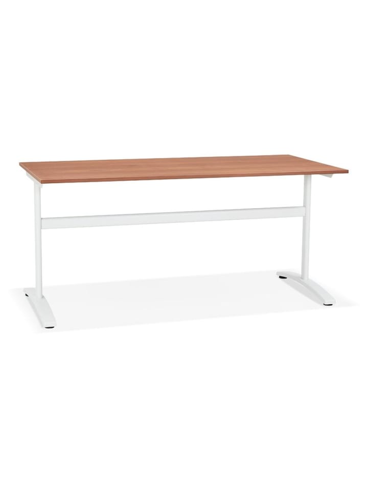 KADIMA DESIGN Schreibtisch 160x80 cm geräumig, Bürotisch mit T-Fuß Gestell in Braun-Weiß günstig kaufen onesize