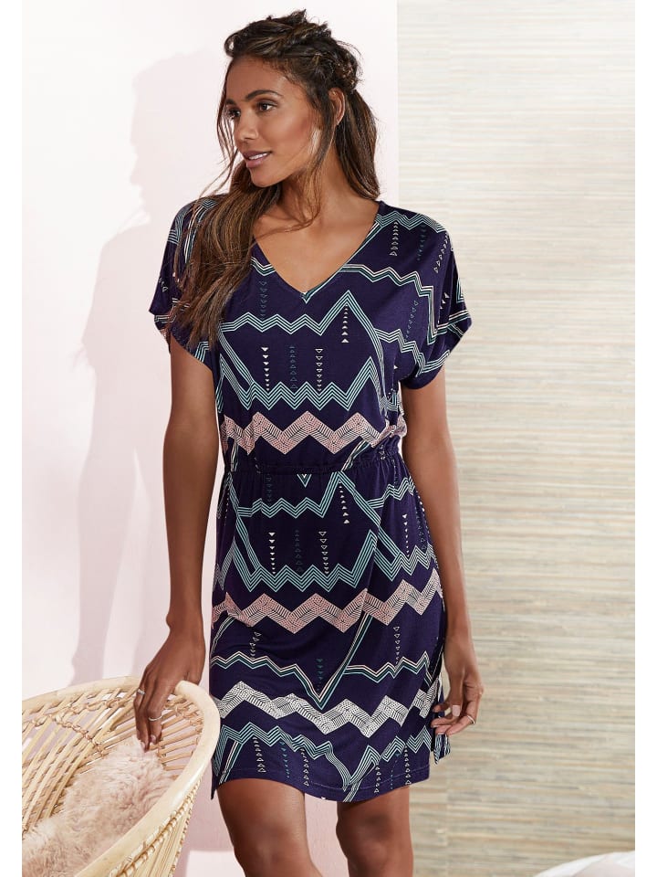 LASCANA Sleepshirt in allover-dunkelblau günstig kaufen