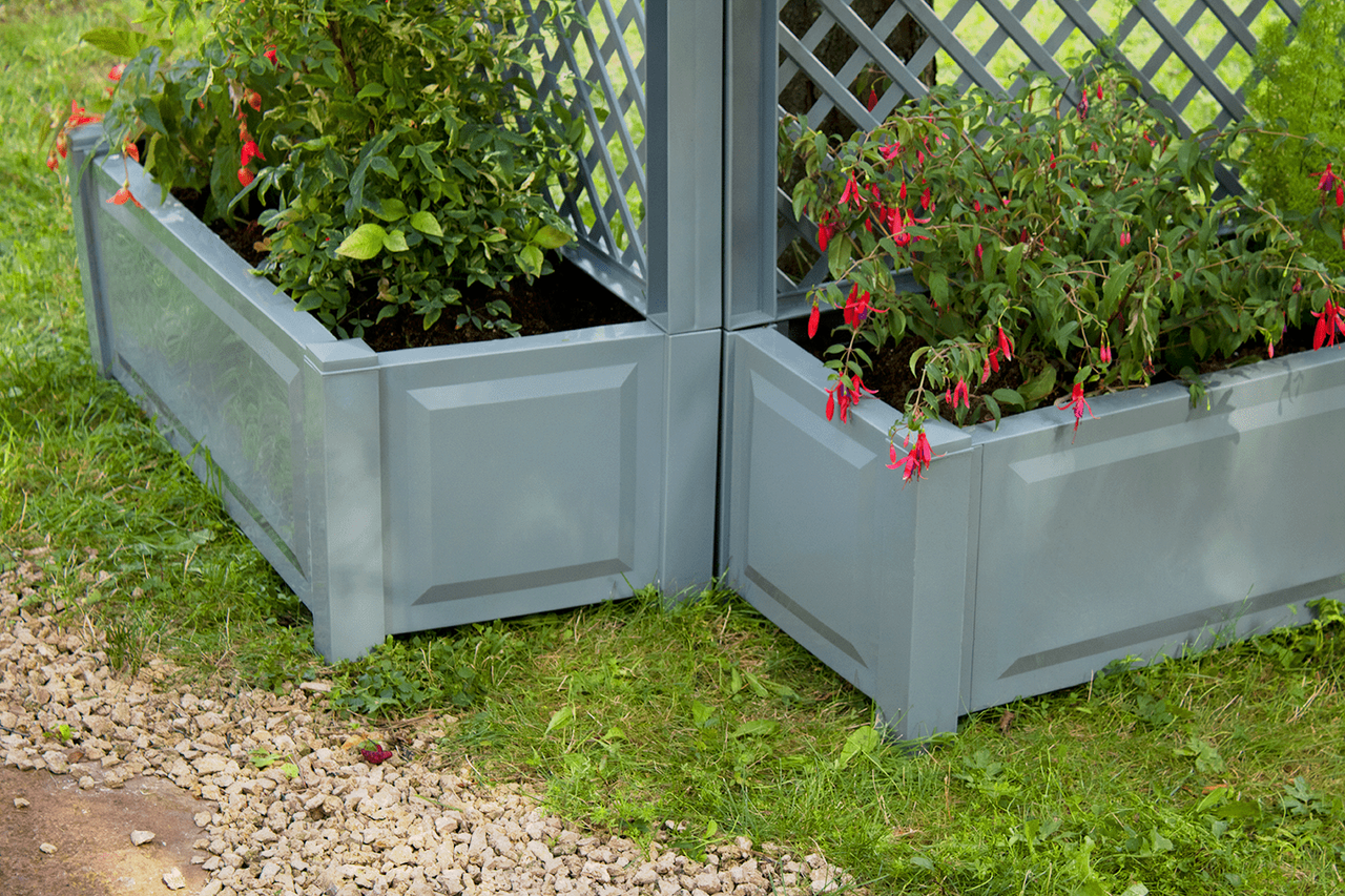 KHW KHW Pflanzkasten groß mit Spalier (2-tlg.) 100 cm grau - 2er Set