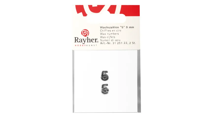 Rayher Wachszahlen -5- silber 9mm 2Stück