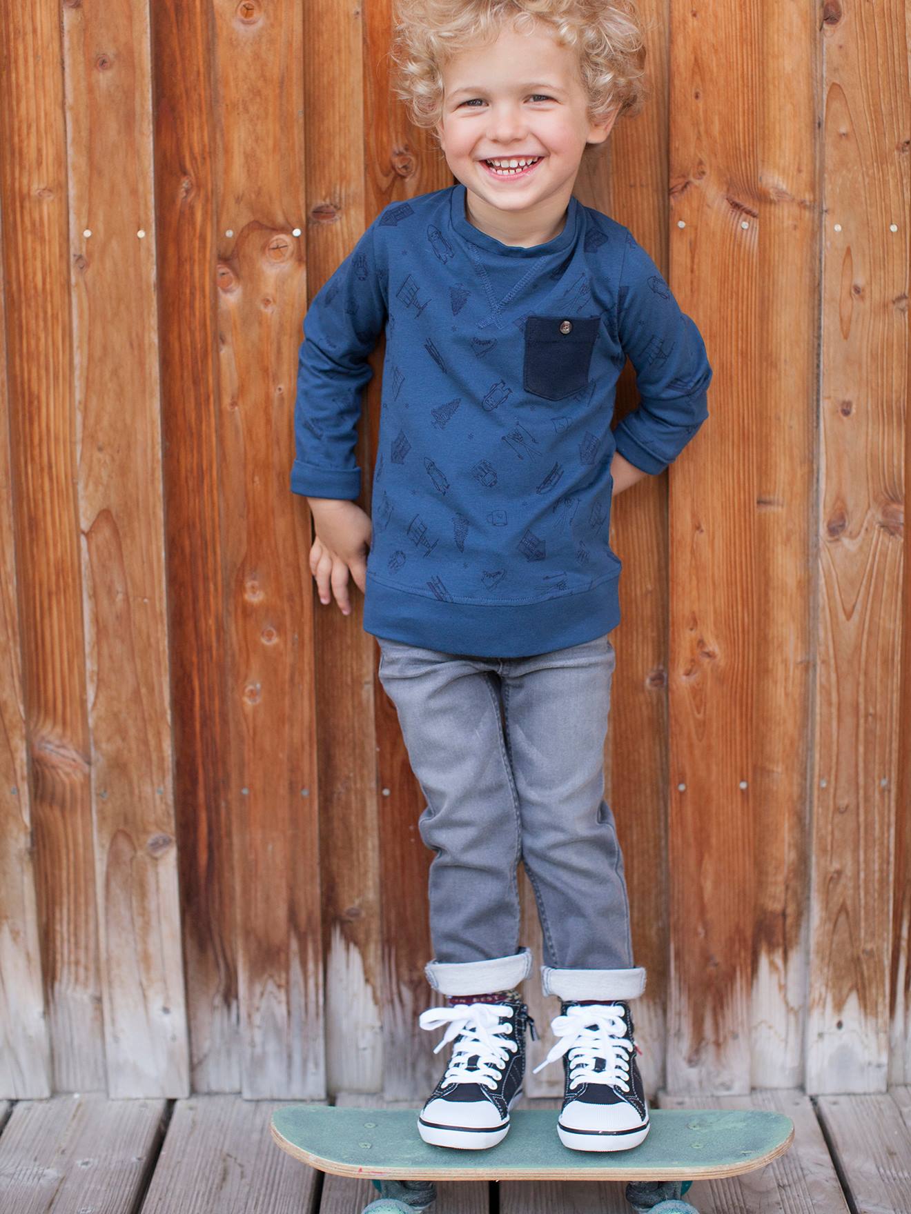 Vertbaudet Hohe Jungen Sneakers, Anziehtrick - schwarz