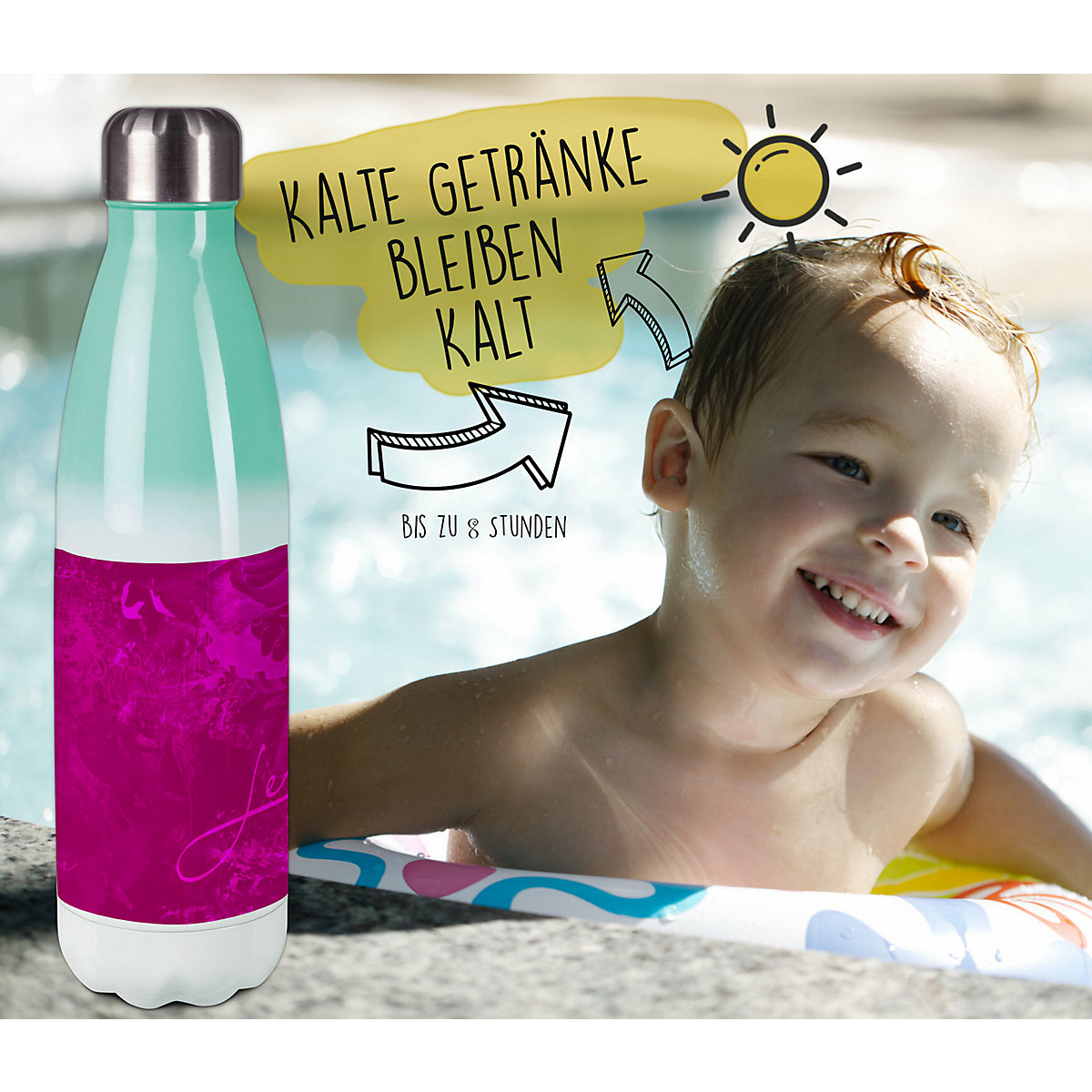 Edelstahl Kinder Thermoflasche / Trinkflasche bunt Traum Farbe brombeere Spülmaschinenfest, Auslaufsicher, Bruchfest, Doppelwandig, Für Heißgetränke geeignet, Mit Deckel, Isoliert