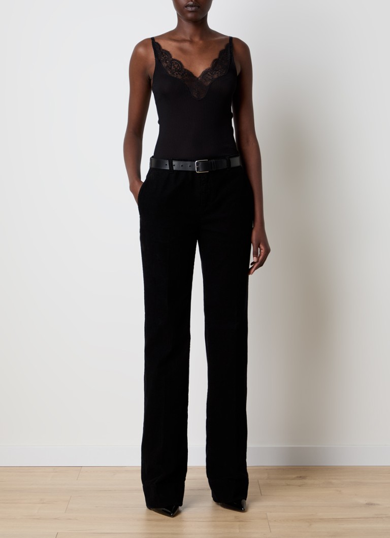 Μεταξωτό τοπ Saint Laurent με δαντελένιες λεπτομέρειες