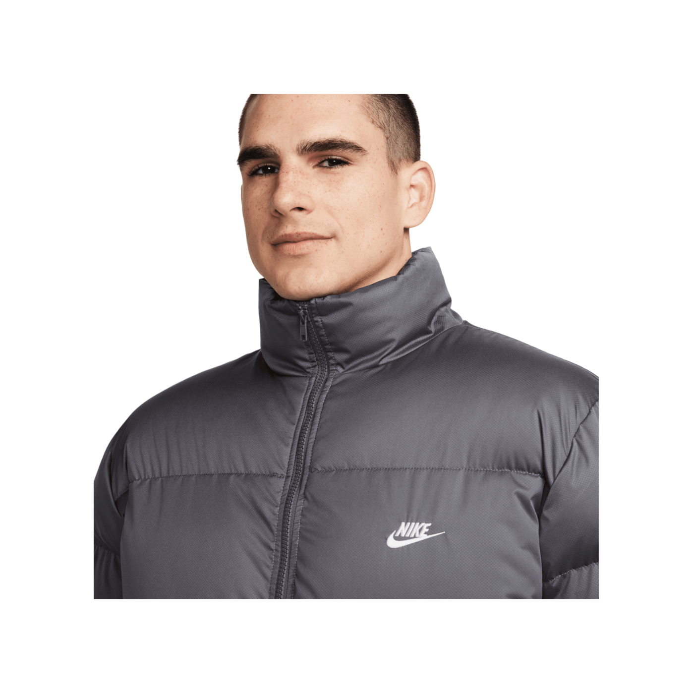 Nike Club Puffer Jacke Grau Weiss F068