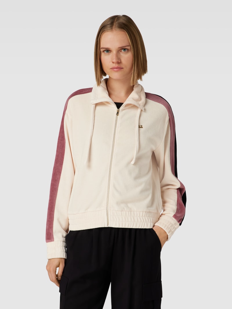 Sweatjacke mit Label-Detail Modell 'TRAIN' in beige