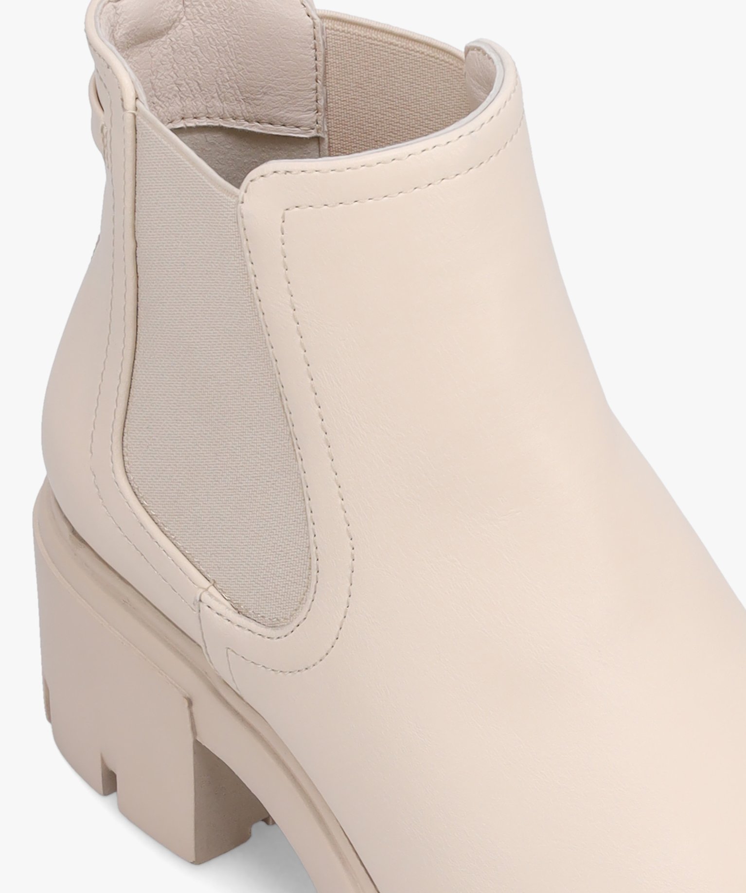 Boots femme Chelsea unies à talon large et semelle crantée blanc | GEMO