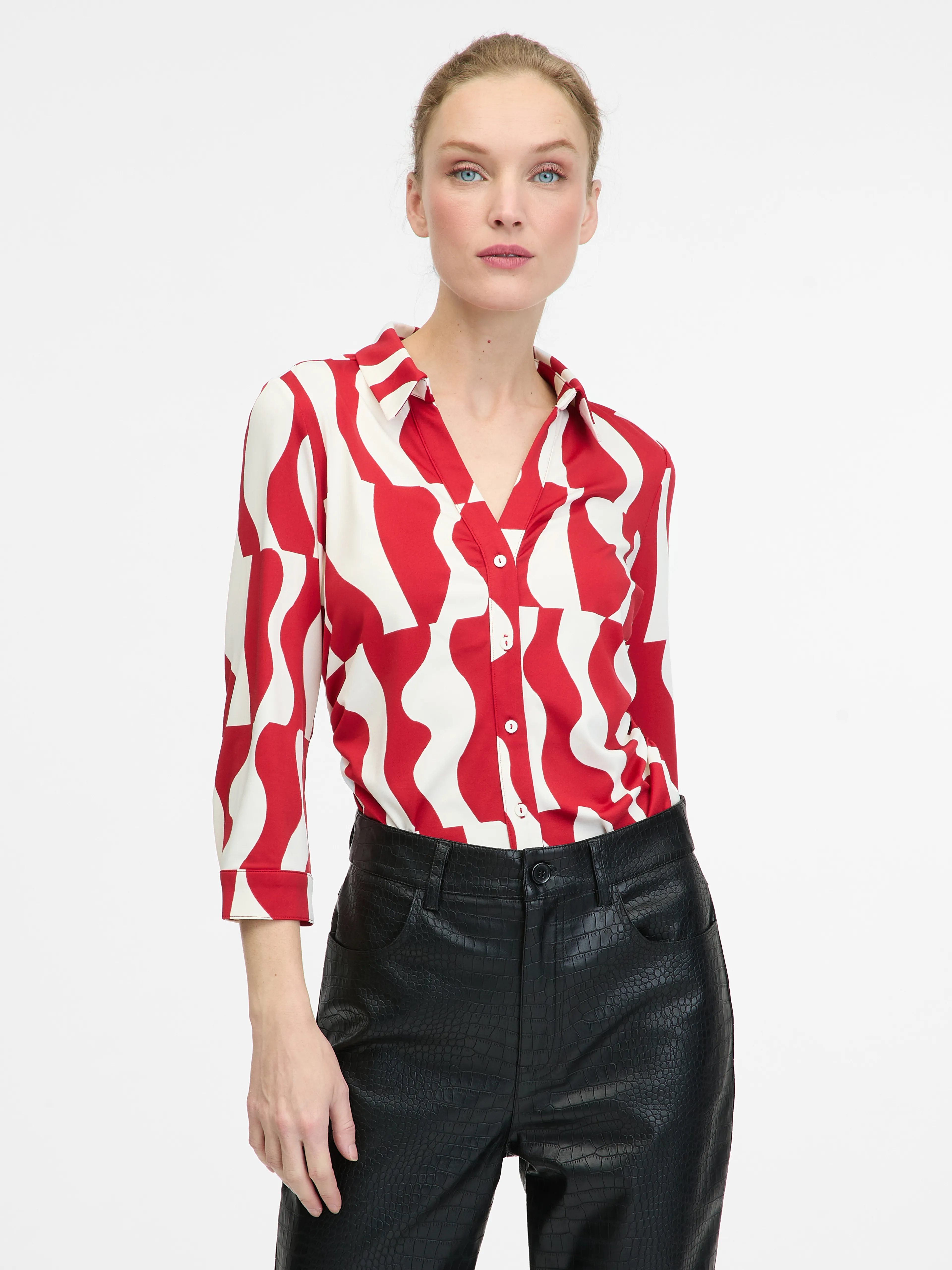 Rote Damenbluse mit Kragen ORSAY