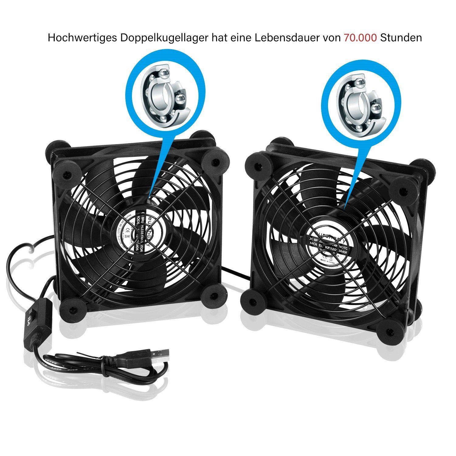 euroharry Mini USB-Ventilator 2IN1 USB leise PC Ventilator usb lüfter pc lüfter PC 120MM