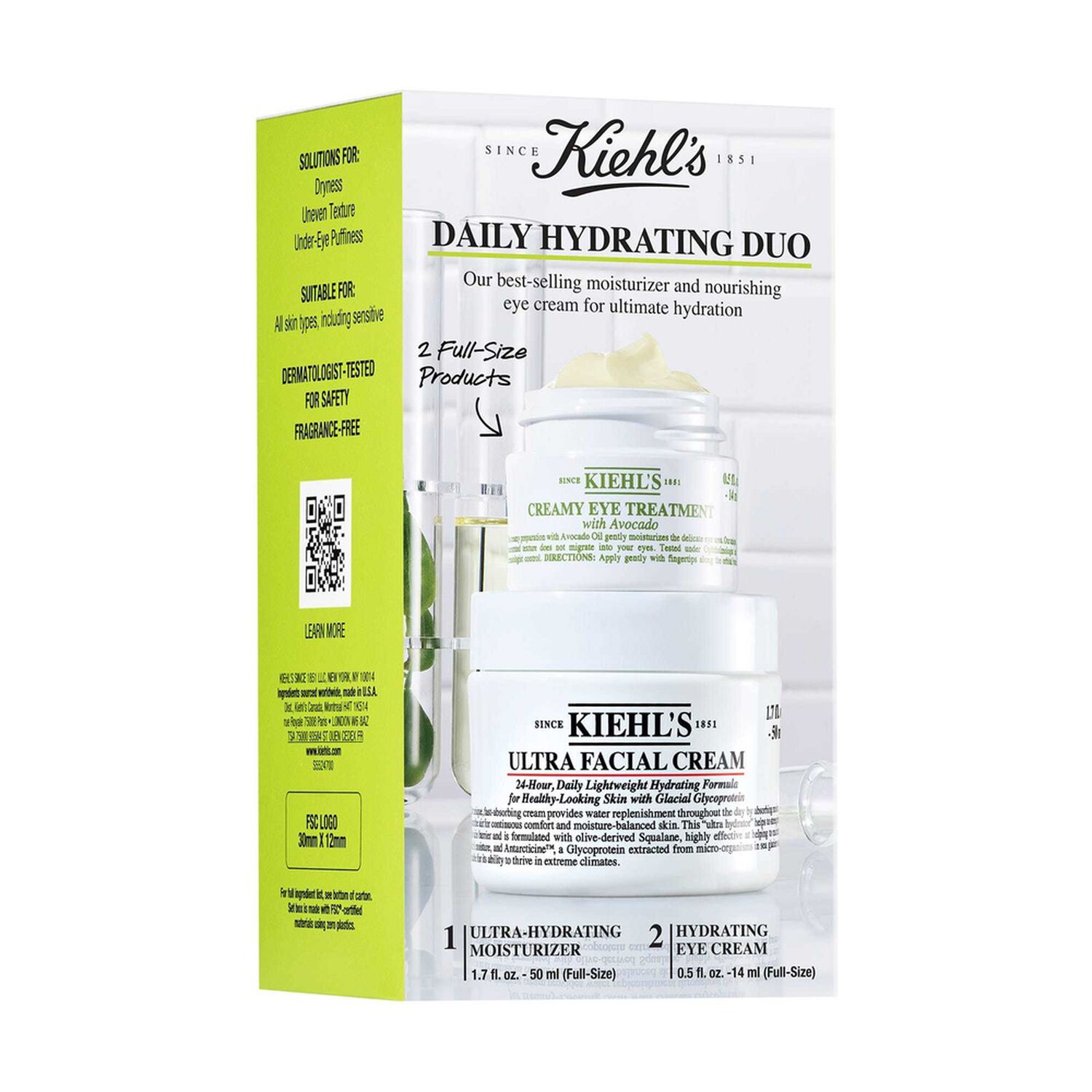 kiehl's Daily Hydrating Duo Coffret Duo Son Contour de yeux 14g + Crème Légère 50 ml
