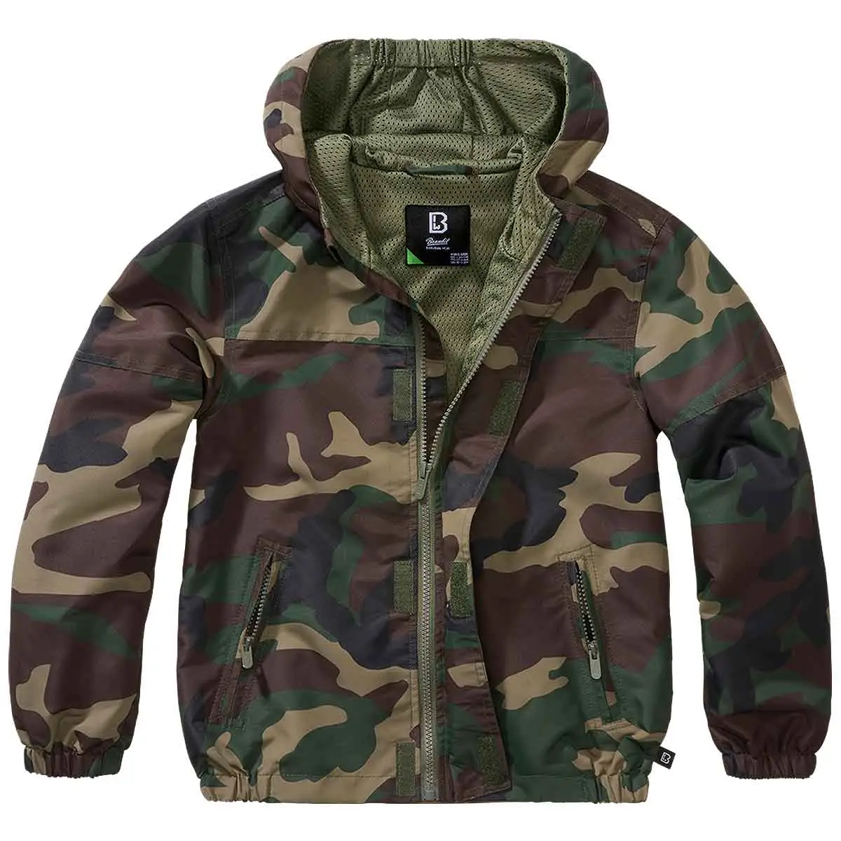 Kinder Sommer Windbreaker Frontzip woodland
