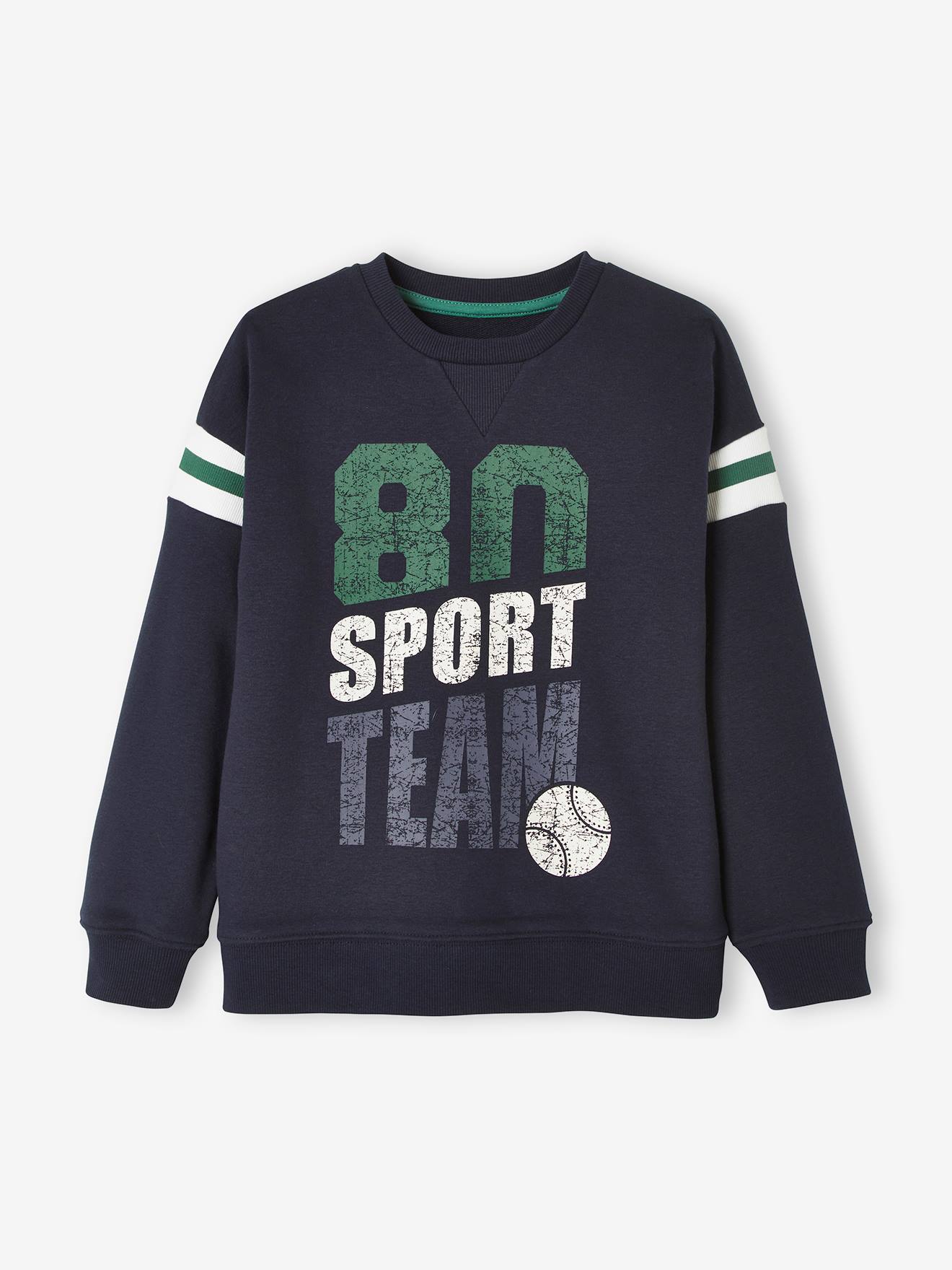 Sweat sport motif graphique garçon bleu foncé