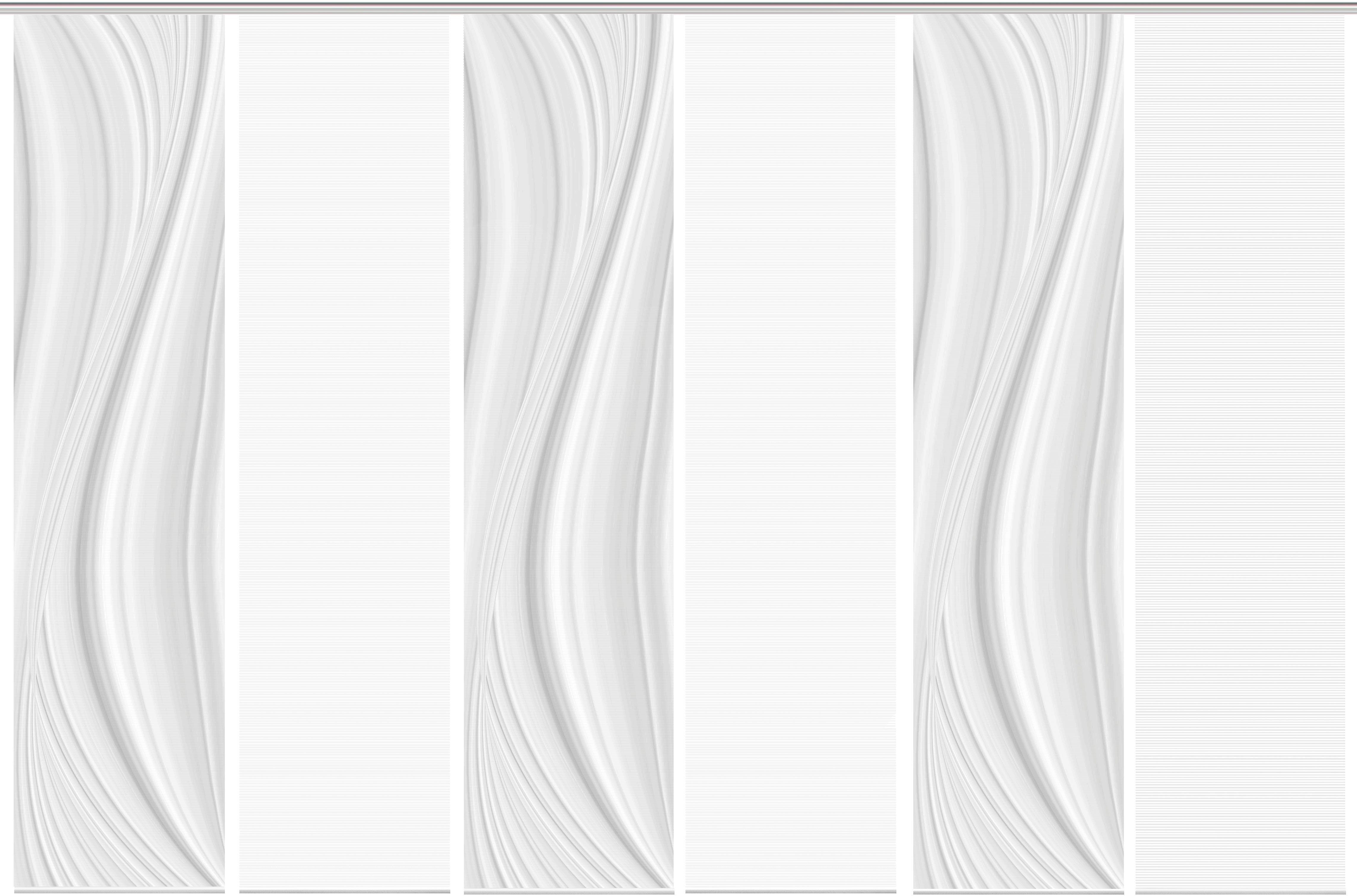 Schiebegardine LAURINA 6er SET, Vision S, Paneelwagen (6 St), halbtransparent, Schiebevorhang Digidruck 6er Set LAURINA