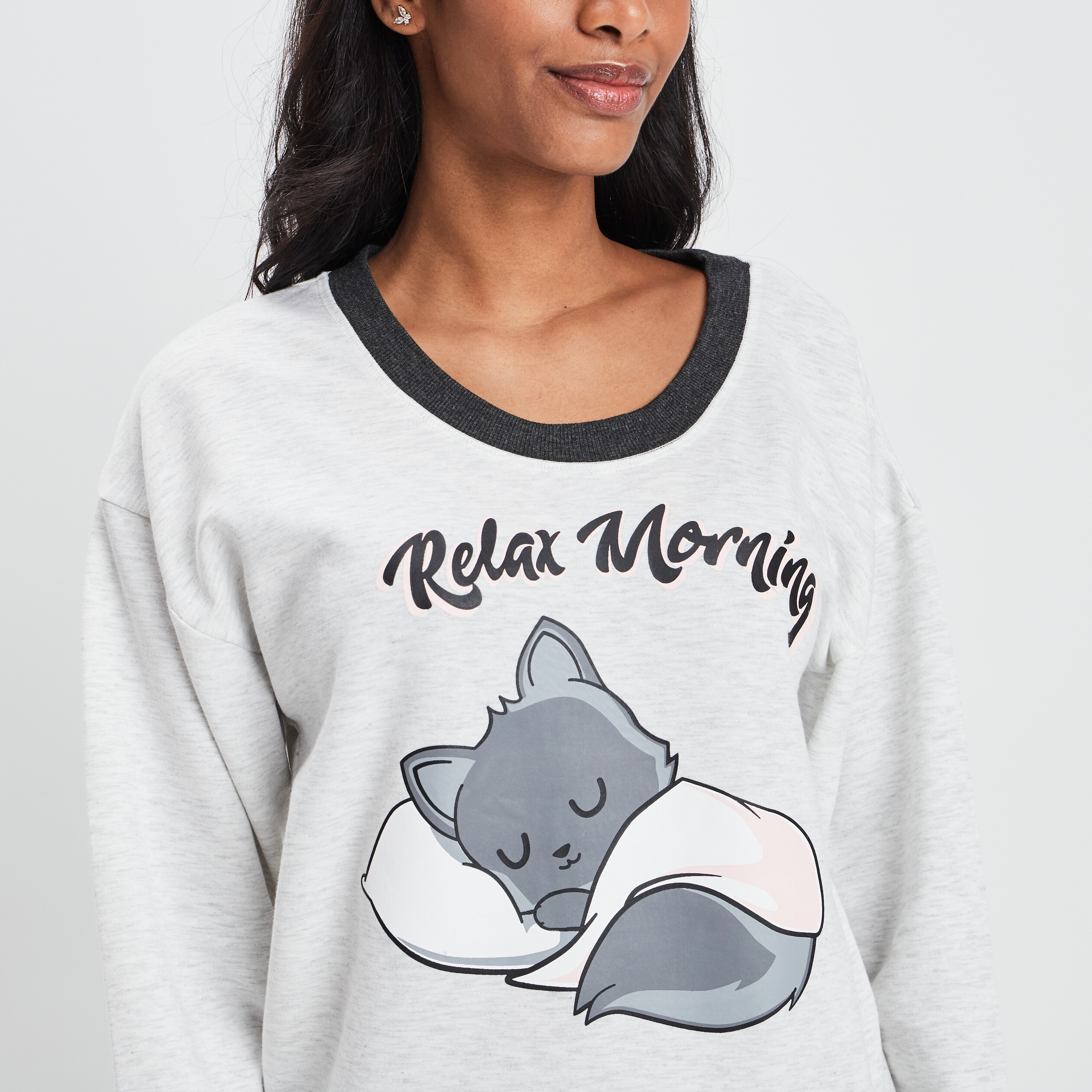 Ensemble pyjama 2 pièces gris clair femme | La Halle