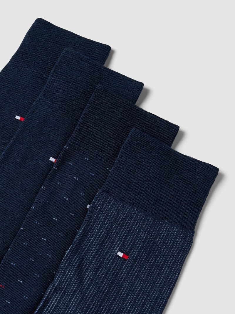 Socken mit Label-Stitching im 4er-Pack in dunkelblau