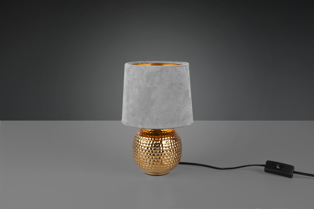 Tischleuchte Sophia grau/goldfarben