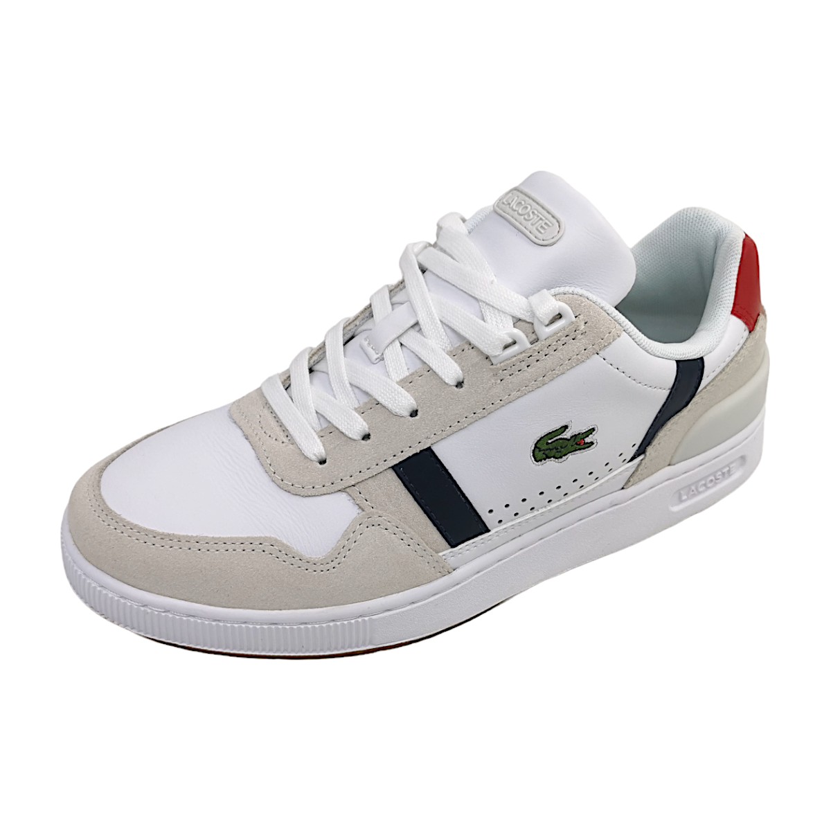 Lacoste T-Clip Tricolor Sneaker 40SFA0043 Weiß 407- White/Navy/Red