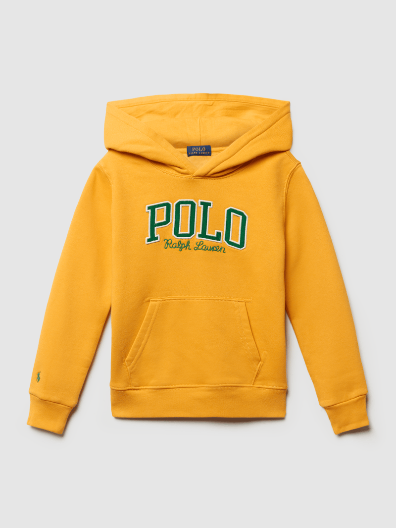 Hoodie mit Label-Stitching in senfgelb