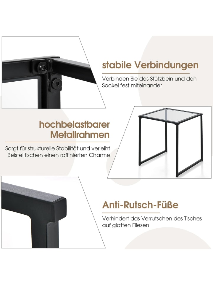 COSTWAY Gartentisch 43x43x45cm in Transparent günstig kaufen onesize